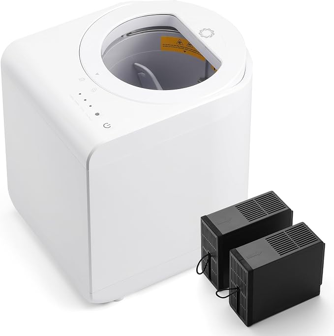Airthereal R500-V Electric Composter, Visual Glass Cover, 2.5L, Pearl White | Visual Glass Cover, Upgraded SHARKSDEN Tri-blade, 90% Reduction in Waste Volume