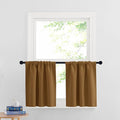 RYB HOME Small Curtains Blackout - Privacy Energy Efficiency Mini Curtains for Kids Bedroom RV Camper Windows Trailer Bathroom Kitchen Cabinet Window Tiers, W 29 x L 24, Gold Brown, 2 Panels