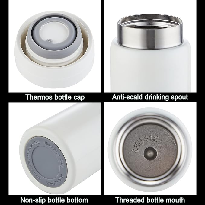 10oz Mini Water Bottle Stainless Steel Thermos Small Flask - Insulated Vacuum, Leak Proof, Keeps Drinks Hot/Cold - Ideal for Coffee, Tea, Water-6PC