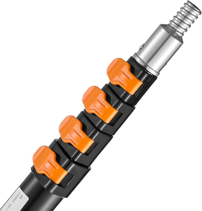 VEVOR Telescopic Extension Pole, 7-30 FT Multi-Purpose Extension Pole, Sturdy Aluminum Alloy Paint Extendable Pole with Flip-Lock Design, Telescopic Pole for Painting, Dusting and Cleaning | For Painting, Dusting, Cleaning, Flip-Lock Design, Flexible L...