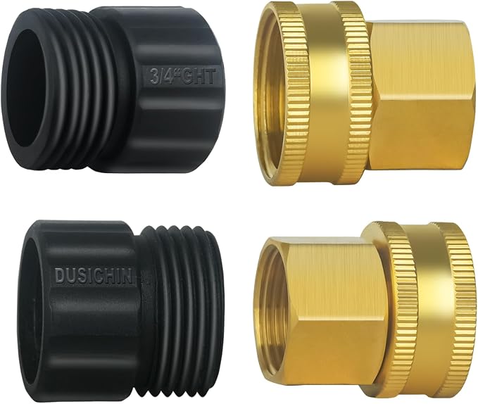 DUSICHIN Garden Hose Fitting Pressure Washer Gun to Water Hose Adapter, 3/4 INCHES GHT Male and Female to Power Washer Wand Handle M22 Female Fitting 3/4" GHT to M22 Joint DUS2626