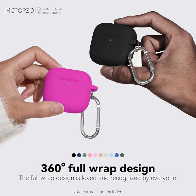 for AirPods 4 Case 2024 with Cleaner Kit & Keychain-Hot Pink | Silicone Protective Cover for Apple AirPods 4th Generation Case,for Women Men,One-Piece Design,Shockproof,Dust Proof