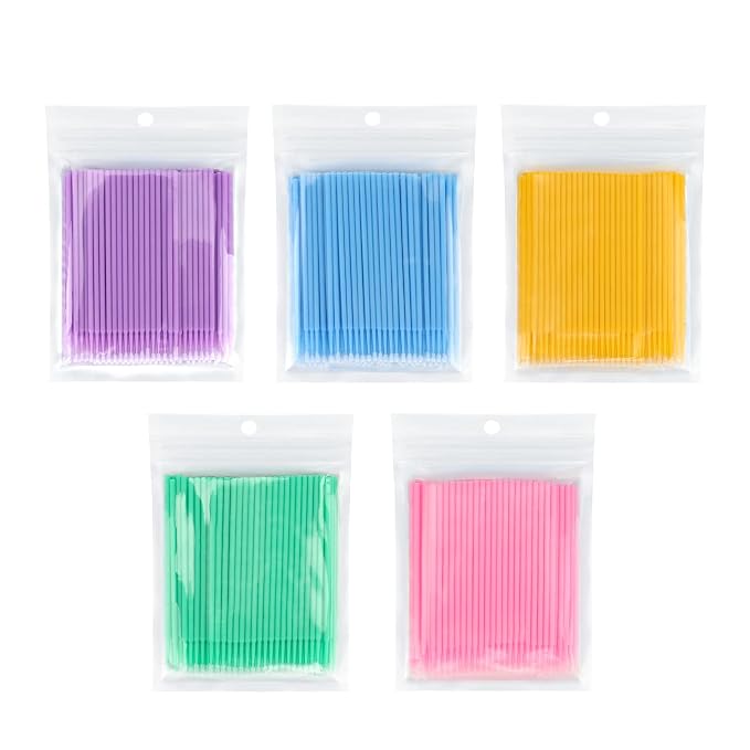 G2PLUS 500PCS Micro Cotton Swabs, Disposable Micro Applicators Brush for Makeup and Personal Care, Cosmetic Brush, Microswabs for Eyelash Extensions, Nails, Eyeliner (Head Diameter: 2.0mm) | Disposable 2.0 mm Heads for Eyelash Extensions, Nails, Eyelin...