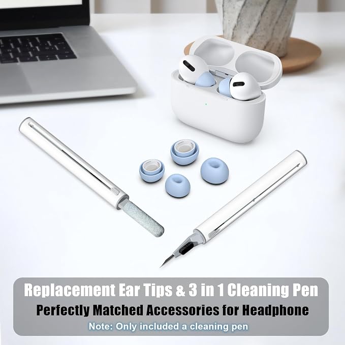 3 Pairs Replacement Ear Tips for AirPods Pro 2nd & 1st(S/M/L, Light Blue) | with Noise Reduction Hole, Silicone Ear Tips with Cleaning Pen & Portable Storage Box, Fit in the Charging Case