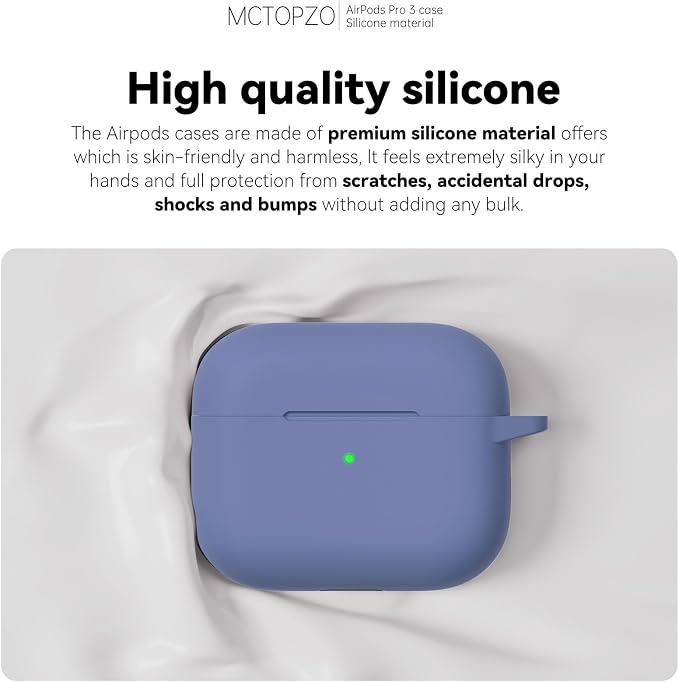 for AirPods Pro 3 Case 2025,Come with Cleaner Kit,Lavender | Silicone Protective Cover for Airpod Pro 3rd Generation Case with Keychain,for Women Men,One-Piece Design,Shockproof