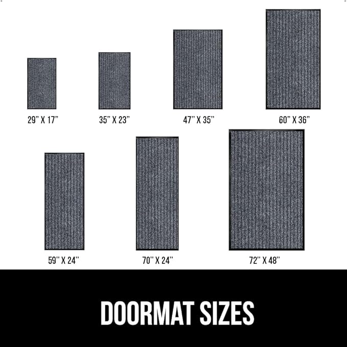 GORILLA GRIP Traffic Guard Door Mat, Heavy Duty Welcome Mats, Commercial Office Space Doormat, Waterproof, Fade Resistant, Strong Rubber Backing, Low Profile, Shoe and Boot Scraper, 35x23, Gray