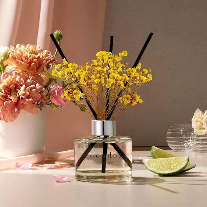 COCODOR Preserved Real Flower Reed Diffuser/April Breeze / 6.7oz(200ml) / 2 Pack/Reed Diffuser Set, Oil Diffuser & Reed Diffuser Sticks, Home Decor & Office Decor, Fragrance and Gifts
