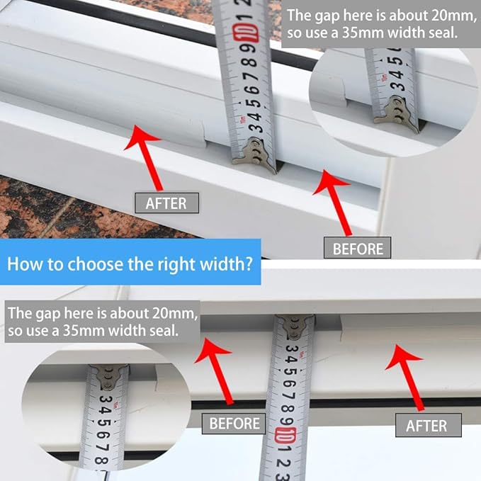 TAROSE Weather Stripping, Silicone Door Seal Strip Door, Window, Transparent 16 Feet Long, White (Width 25mm)