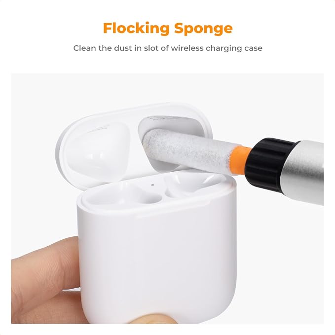 K&F CONCEPT Multifunctional Lens Cleaning Kit for Bluetooth Earphones | Cleaning Pen,Cleaning Stripper X3,Flocking Sponge X3,Soft Brush Head,Chamois Carbon Head,Aluminum Alloy Pen Body,MP02