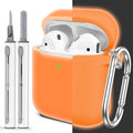 for AirPods Case Cover, Come with Cleaner Kit, Soft Silicone Protective Cover with Buckle, Compatible with Apple AirPods 2nd 1st Generation Charging Case, Front LED Visible, Luminous Orange