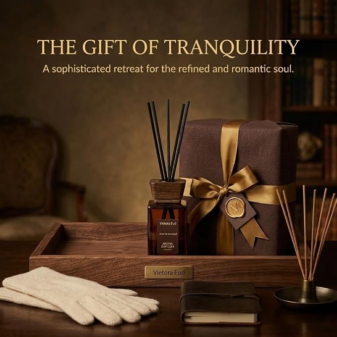 Sandalwood Reed Diffuser, 5.6 Fl Oz | Warm home fragrance; Woody Scent Lasts for 12 Weeks for Bedroom, Bathroom, Living Room or Office; Gift-ready.