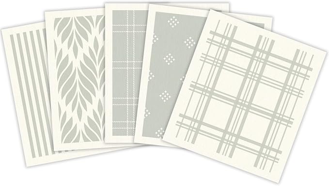 HALL & PERRY Swedish Dishcloths for Kitchen, 5-Pack, Reusable Cellulose Sponge Cloths for Kitchen & Cleaning – Eco-Friendly, Ultra-Absorbent, Quick-Drying (Sage Green)