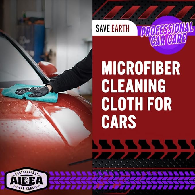 AIDEA Microfiber Cleaning Cloth, 200PK, Microfiber Towels for Cars, Shop Towels Cleaning Rags, Premium Wash Cloths, Absorbent Towel for SUVs, House, Kitchen, Window, Cleaning Supplies 12×12"