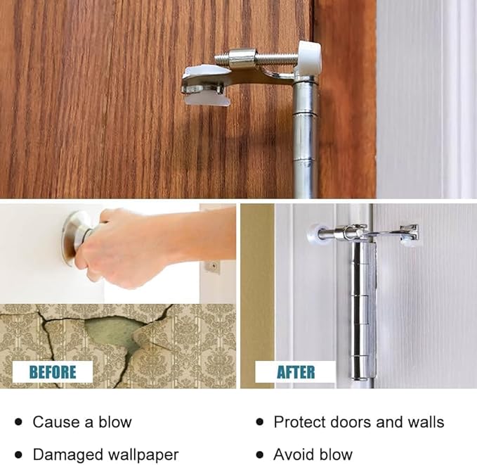 48 Pack Hinge Pin Brushed Nickel Door Stopper, Adjustable Heavy Duty Hinge Pin Door Stop with Rubber Bumper Tips