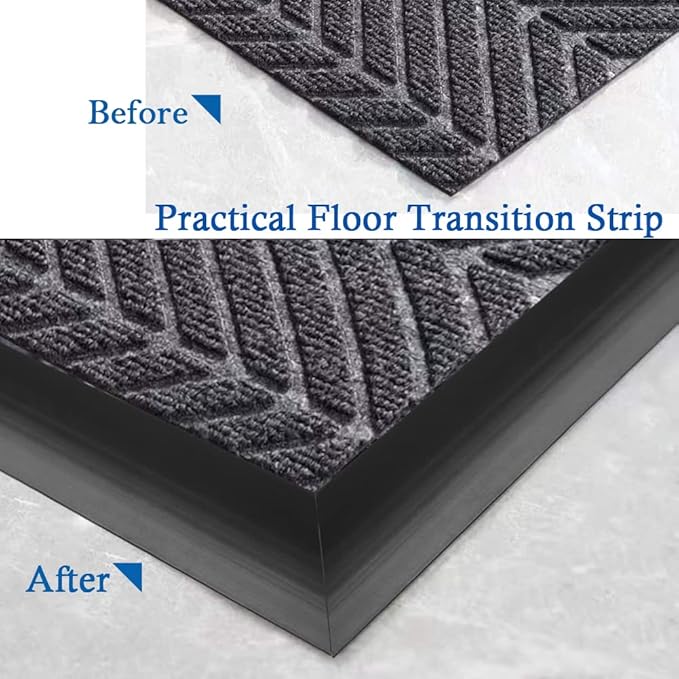 Floor Transition Strip Self Adhesive Carpet & Flooring Transitions Edging Trim Strip PVC Threshold Transitions Suitable for Threshold Height Less Than 5mm (10Ft, Black)