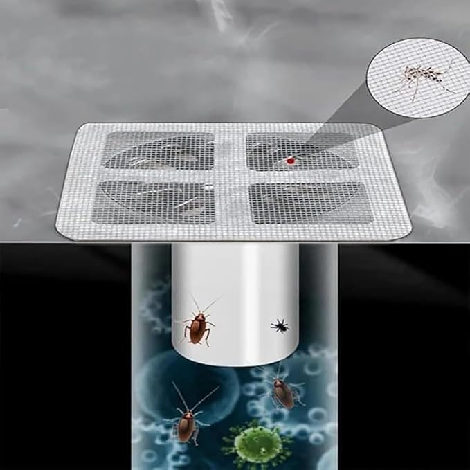 Disposable Hair Catcher for Shower Drain, 30 Packs | Square Mesh Stickers, Upgraded Adhesive Drain Cover, Catch Human & Pet Hair, Fits Bathroom, Kitchen Sink, Bathtub