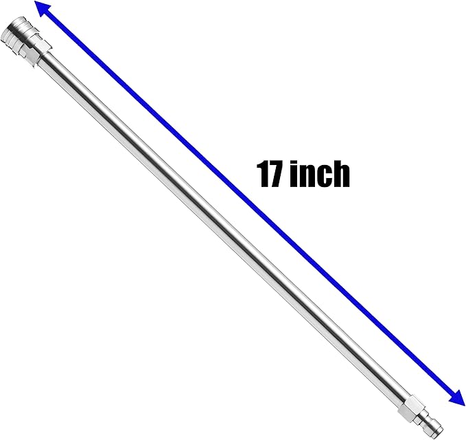 M MINGLE Pressure Washer Extension Wand, Power Washer Lance, 17 Inch | Stainless Steel, 1/4 Inch Quick Connect, for Hard-to-Reach Areas and Siding Cleaning