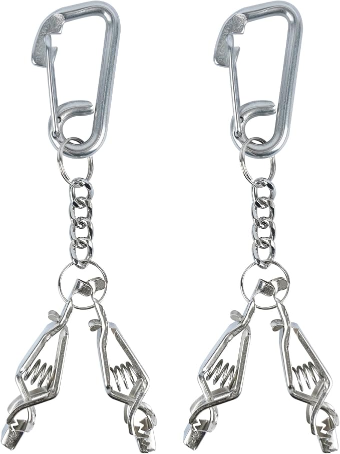 KUNN Glove Clip Stainless Steel Carabiner with Double-End Alligator Clip for Work Gloves, Glove Holder for Wall Mount