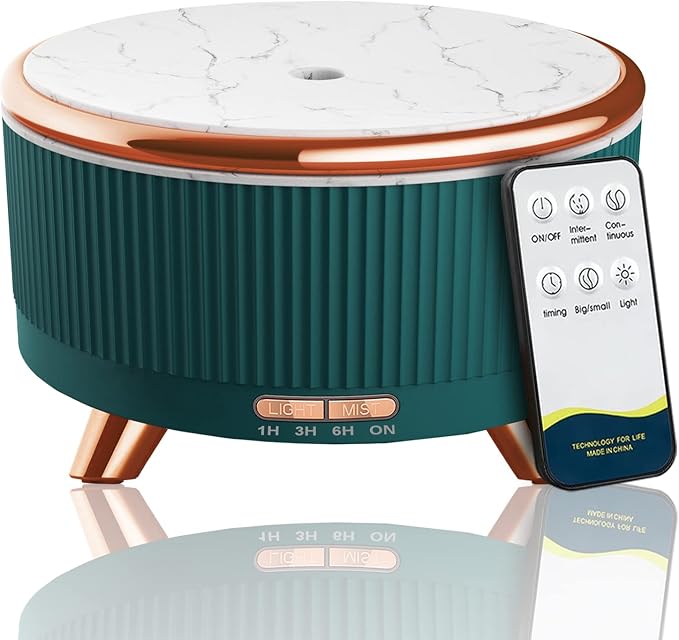 Diffusers for Essential Oils Large Room, 500ml Aromatherapy Diffuser Cool Mist Humidifier with Remote Control,7 Colors Lights & 5 Mist Mode Waterless Auto Off for Women Office Home