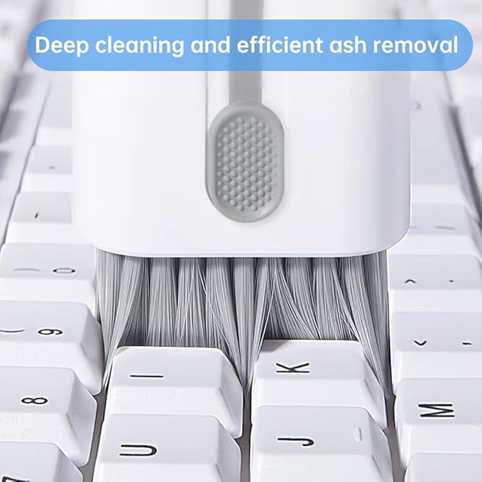 7 in 1 Laptop Cleaning Kit Keyboard Cleaner,Computer Screen Cleaning Brush Tool,Computer Tools Kit Corner Gap Duster Keycap Puller(Color:Grey)