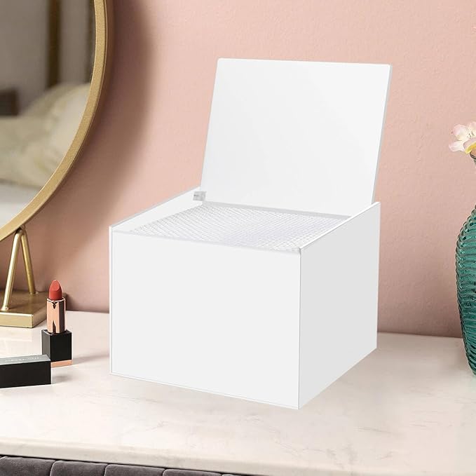 Disposable Face Facial Towel Holder Storage Box Acrylic Container, White