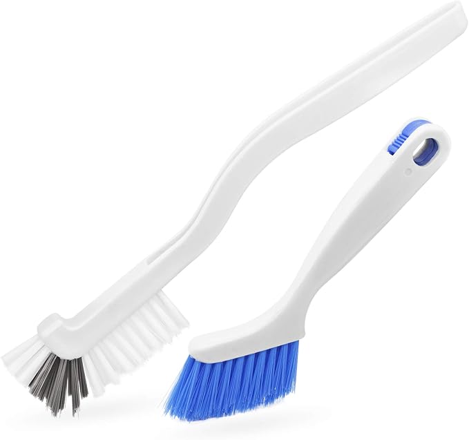 2 Pcs Cleaning Brush Small Scrub Brush for Cleaning Sink Bathroom Kitchen Edge Corner Grout Household Use with Handle