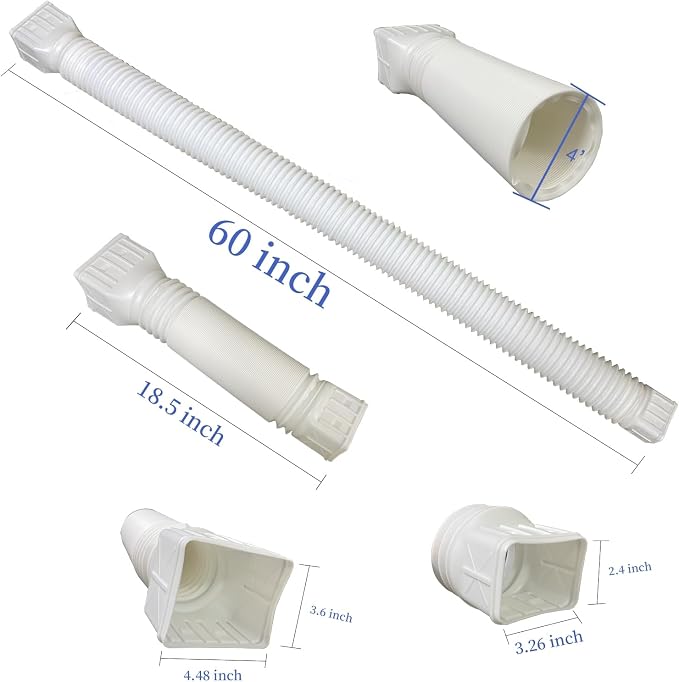 2 Pack Flexible Rain Gutter Downspout Extensions,Drain Downspout Extender,Gutter Extension Flexible,Down Spout Drain Extension Pipes,Extendable from 21 to 60 Inches (White)