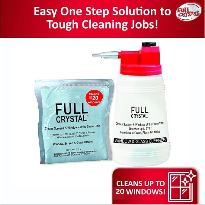 Full Crystal Window Cleaner Refill, 2 x 4oz Powder, Cleans Up to 40 Windows