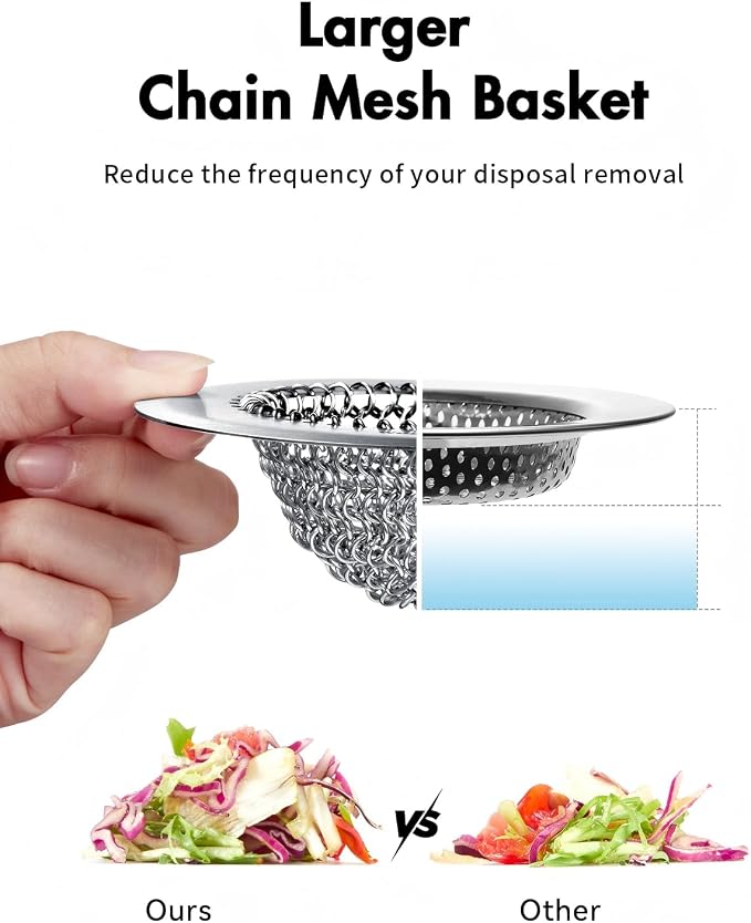 Revolutionary Kitchen Sink Drain Strainer/Patented Reversible Chain Mesh, Effortless Cleaning & Debris Catcher, Large Capacity, Anti-Clog, 304 Stainless Steel & Rust-Proof/Handmade | Revolutionary Sink Strainer, Easy Clean , Fast Drainage,304 Stainless...