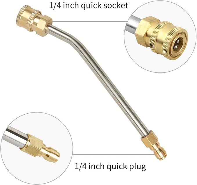 Pressure Washer Gutter Cleaner Attachment, 7 Inch Power Washer Extension Wand, 30 Degree Curved Rod, 1/4 Inch Quick Connect