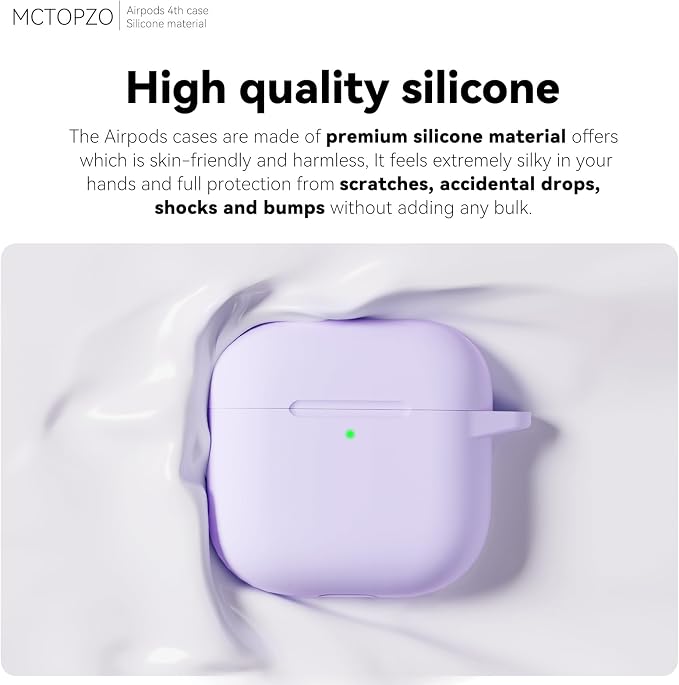 for AirPods 4 Case 2024 with Cleaner Kit & Keychain-Purple | Silicone Protective Cover for Apple AirPods 4th Generation Case,for Women Men,One-Piece Design,Shockproof,Dust Proof