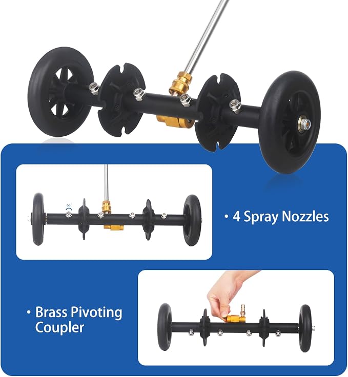 Undercarriage Cleaner Water Broom Pressure Washer Attachment, 16 Inches Undercarriage Washer, Pressure Washer Underbody Cleaner 4 Extension Wands 4 nozzles DUS3202