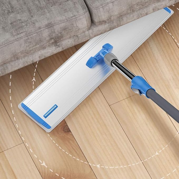 24 in Microfiber Wet & Dry Mops Heavy Duty Commercial Flat Floor Mop | Large Mops for Floor Cleaning Adjustable Handle with 4 Washable Mop Clothes