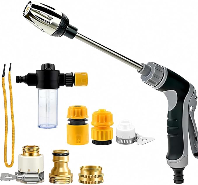 High Pressure Hose Nozzle, Jet Hose Nozzle High Pressure with Soap Dispenser, 3 Spray Modes 360° Rotating Pressure Washer Nozzle, Portable High Pressure Water Sprayer for Garden Hose, Car Patio Yard
