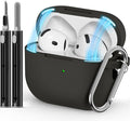 Ljusmicker for AirPods 4 Case 2024 with Cleaner Kit,Soft Silicone Protective Cover for Apple AirPods 4th Generation Cases for Women Men,for AirPod 4 Case Accessories with Keychain-Magnetic Black
