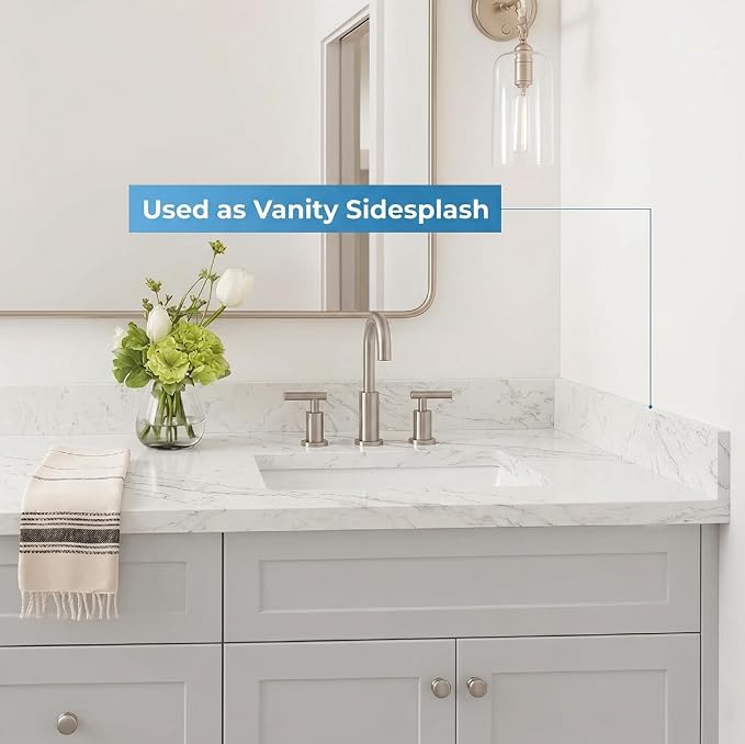 Bathroom Vanity Sink Backsplash/Sidesplash (Engineered Carrara Marble, 4" x 72")