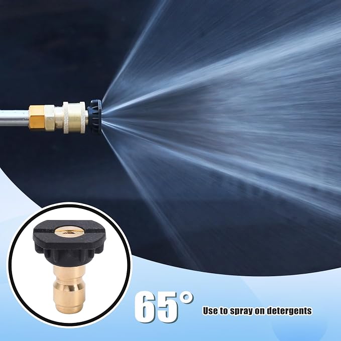 Pressure Washer Tips, 7 Pack Power Washer Soap Nozzles, 65 Degree Black, 1/4 Inch Quick Connect, 4000 PSI