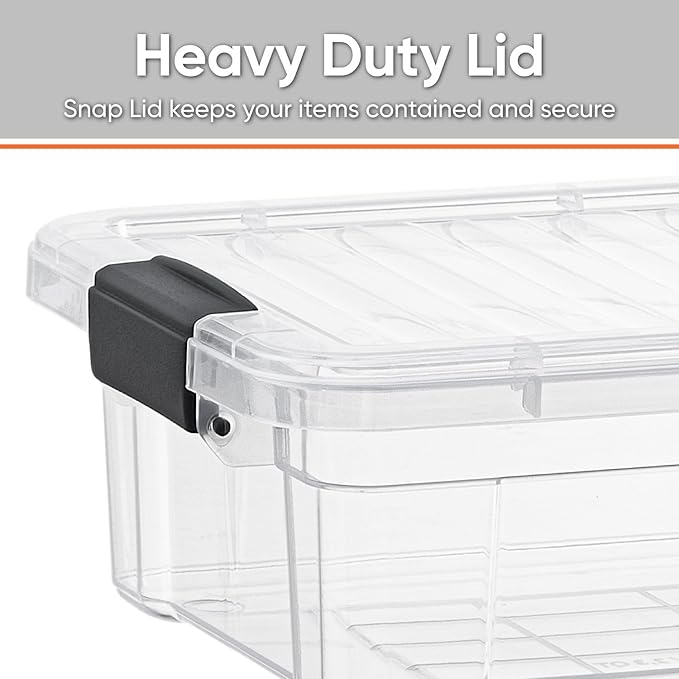 Superio Clear Storage Boxes with Lids, 1.27 Quart Plastic Container Bins for Organizing, Stackable Crates, BPA Free, Non Toxic, Odor Free, Organizers for Home, Office and Dorm, 2 Pack