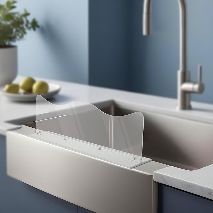 Beautyflier Splash Guard for Kitchen Sink Area Placed, Premium Kitchen Sink Water Splash Guard Behind the Sink/Behind Faucet, for Kitchen, Island and Bathroom, 16.75 Inches, Bottom Leak-Proof