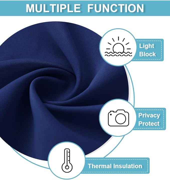 RYB HOME Bathroom Window Curtains - Super Soft Blackout Privacy Curtains for Baby Nursery Bedroom Basement Garege Workshop Kitchen Dining Living Room, W 29 x L 30, Marine Blue, 2 Pcs