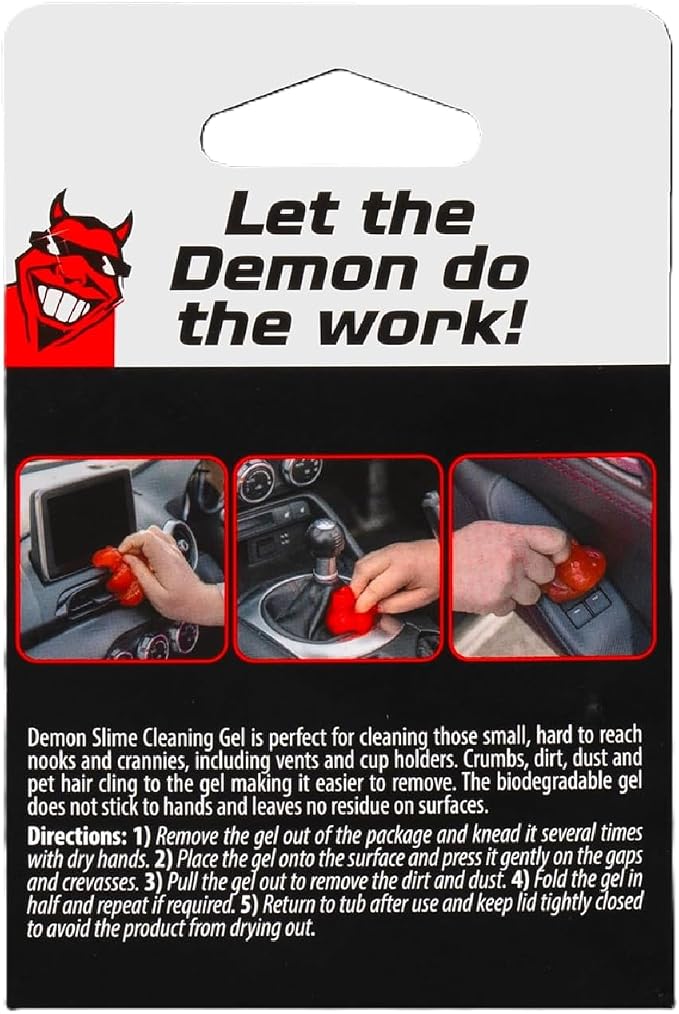 CarPlan Demon Slime 5.6 Oz - Car Interior Cleaner Gel | Putty Removes Dust & Dirt - for Detailing, Cleaning Vents, Cup Holders, Keyboards, Offices | Hot Cherry Scent (Pack of 4)