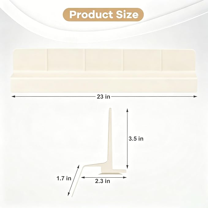Sink Splash Guard with Suction Cups, 23", Silicone Water Guard for Kitchen & Bathroom, Faucet & Countertop Protector, Easy Install, Dishwasher Safe, Cream