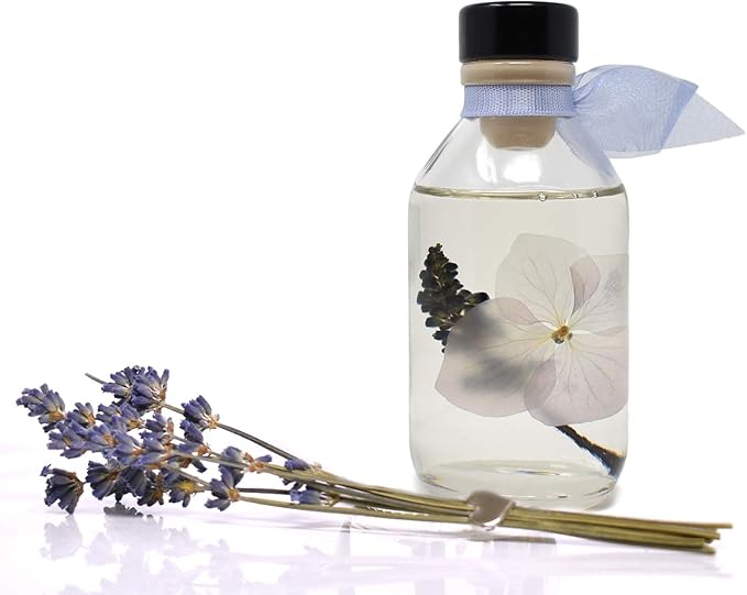 Reed Diffuser Set - Lavender De Provence Scented Diffuser with Sticks | Home Fragrance Reed Diffuser for Bedroom, Bathroom Shelf Décor, with Real Lavender Stem in the Bottle - Made in the USA