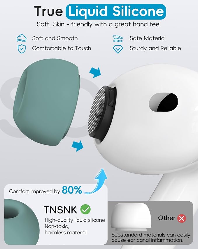5 Pairs Replacement Ear Tips for AirPods Pro 3(White) | with Noise Reduction Hole,Built-in dust Guard Screen Silicone Ear Tips with Cleaning Pen - 5 Sizes(XXS/XS/S/M/L)
