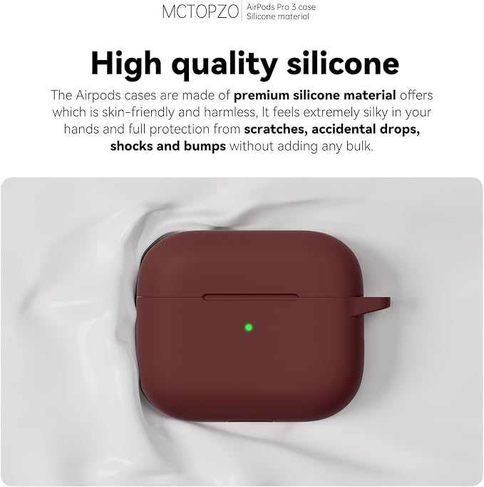 for AirPods Pro 3 Case 2025,Come with Cleaner Kit,Wine Red | Silicone Protective Cover for Airpod Pro 3rd Generation Case with Keychain,for Women Men,One-Piece Design,Shockproof