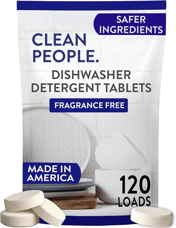 The Clean People Dishwasher Tablets - Cuts Grease & Rinses Sparkling Clean - Residue-Free - Phosphate Free Dishwashing Tablets (120 Count, Fragrance Free)