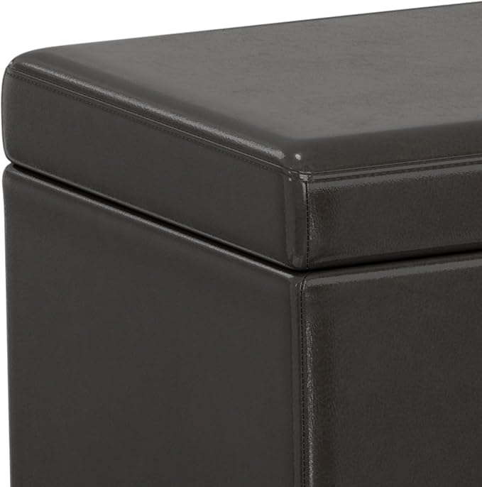 SIMPLIHOME Avalon 54 inch Wide Contemporary Rectangle Extra Large Storage Ottoman Bench in Tanners Brown Vegan Faux Leather, Assembled, for the Living Room, Entryway and Family Room