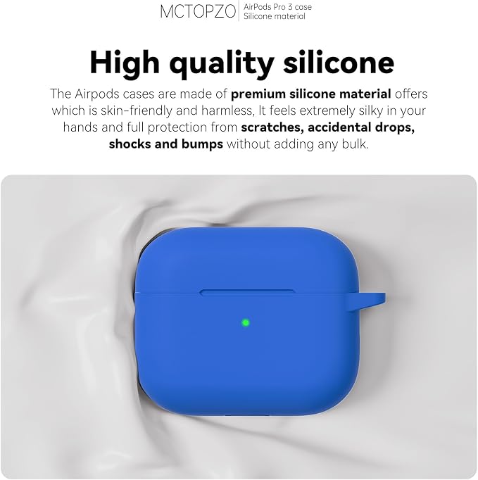 for AirPods Pro 3 Case 2025,Come with Cleaner Kit,Blue | Silicone Protective Cover for Airpod Pro 3rd Generation Case with Keychain,for Women Men,One-Piece Design,Shockproof