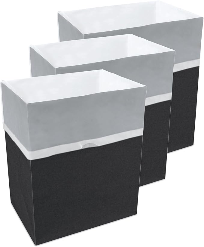 13 Gallon Disposable Pop-Up Trash Cans (3-Pack) with Fitted Bags – Foldable Garbage & Recycling Bins for Parties, Events & Kitchen (Black, 17" H x 13.5" W x 10" D)