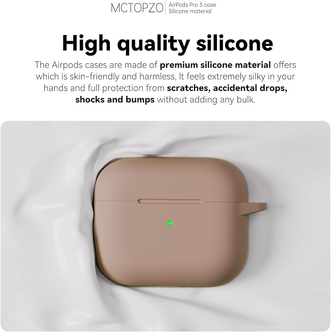 for AirPods Pro 3 Case 2025,Come with Cleaner Kit,Brown | Silicone Protective Cover for Airpod Pro 3rd Generation Case with Keychain,for Women Men,One-Piece Design,Shockproof